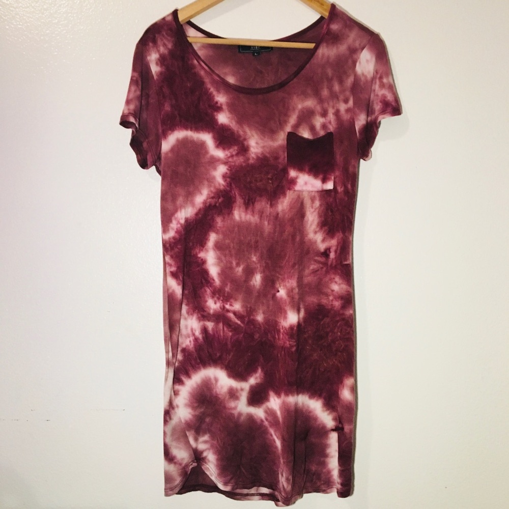 Maroon Tie Dye Summer Dress